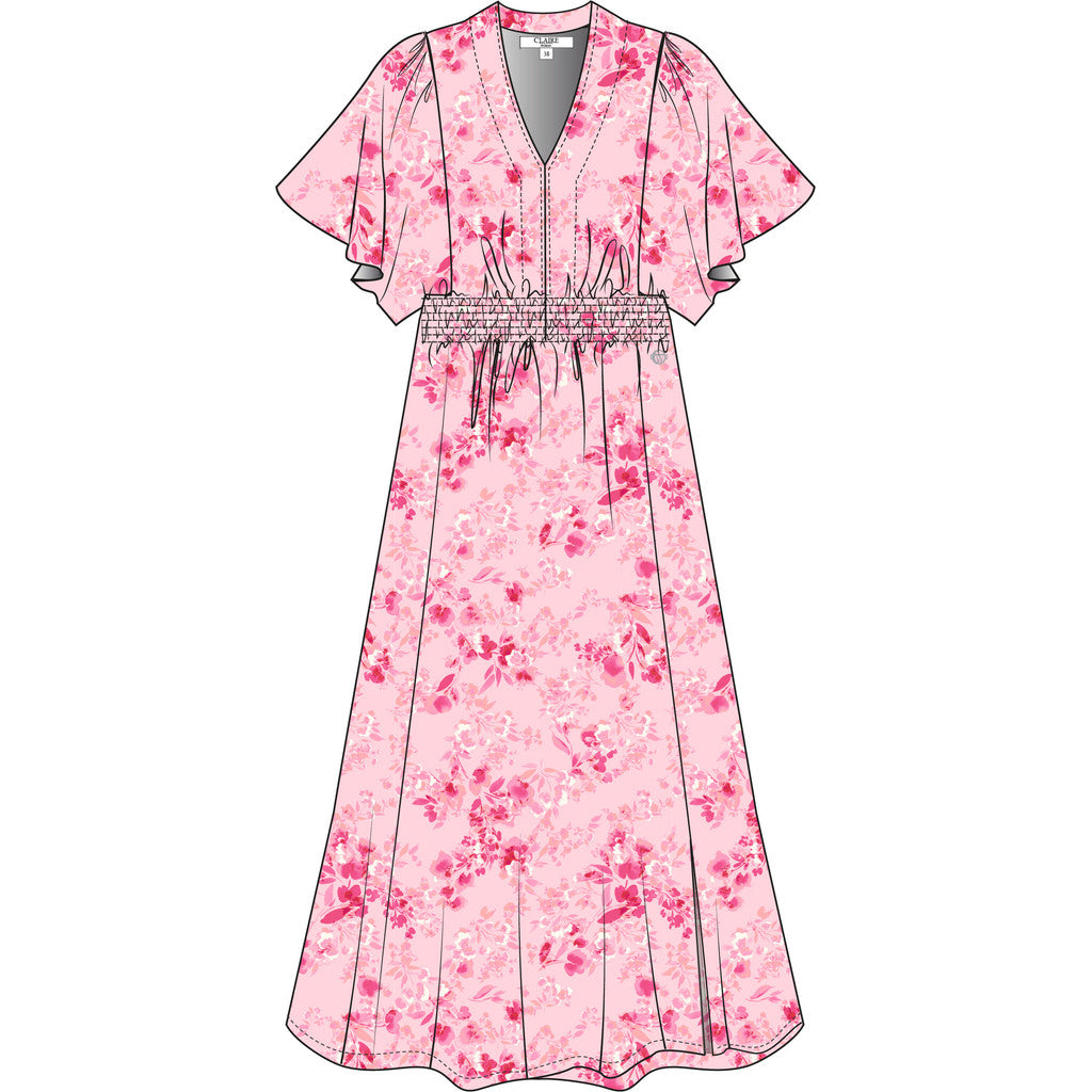 CLAIRE CWDanijela Faded Flowers Dresses 4318 Pink Tulle