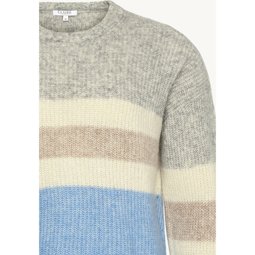 CLAIRE Knit CWPianna Stripe Pullover 13815 Violet Melange